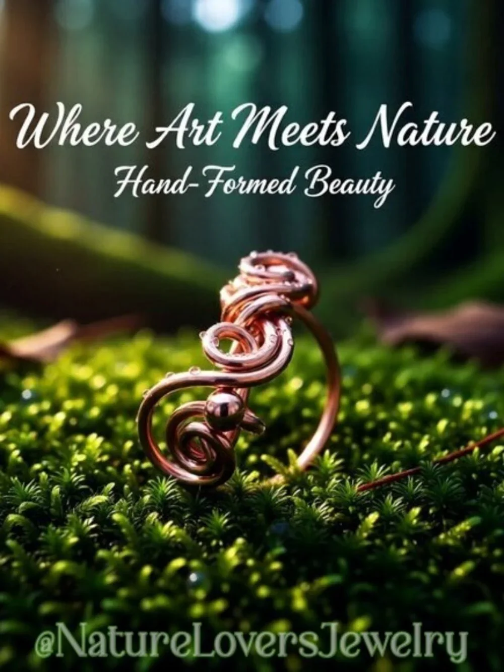 Hand Crafted! Feminine Copper Wire Ring w. Purple/Gray Agate - Adjustable Sz 6-7